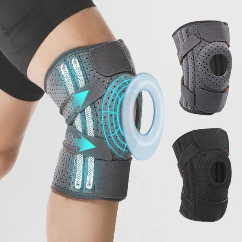 Adjustable Open-Patella Neoprene Knee Brace - Wearable Support with Tiny Perforations, Universal Fit for Runners, Cycling, Golf, 12.5"-18" Adjustable Strap for Knee Pain Relief, Moisture-Wicking, Knee Brace For Running, Athletic Knee Brace
