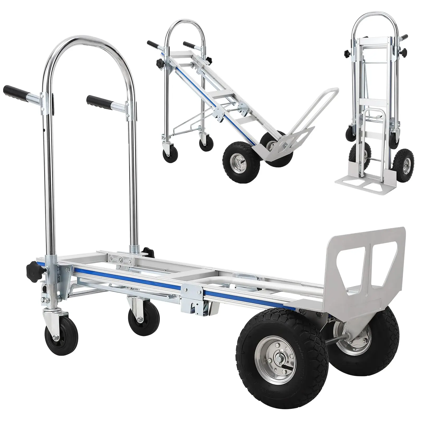 GARVEE Aluminum 2-in-1 Convertible Folding Trolley Hand Truck, 19.7"L x 5.7"W x 52.4"H, Premium Selected Materials, 770 Lbs Load Capacity, Portable Commercial/Office Furniture Utility Cart, 2 Wheels