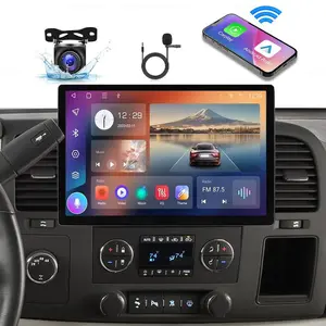 13 inch 4GB RAM+64GB ROM Car Radio for 【Chevy Silverado 2007-2013 Tahoe Equinox GMC Sierra Yukon】 Android 13 with CarPlay Android Auto with 2K Touch Screen GPS Navigation Bluetooth SWC