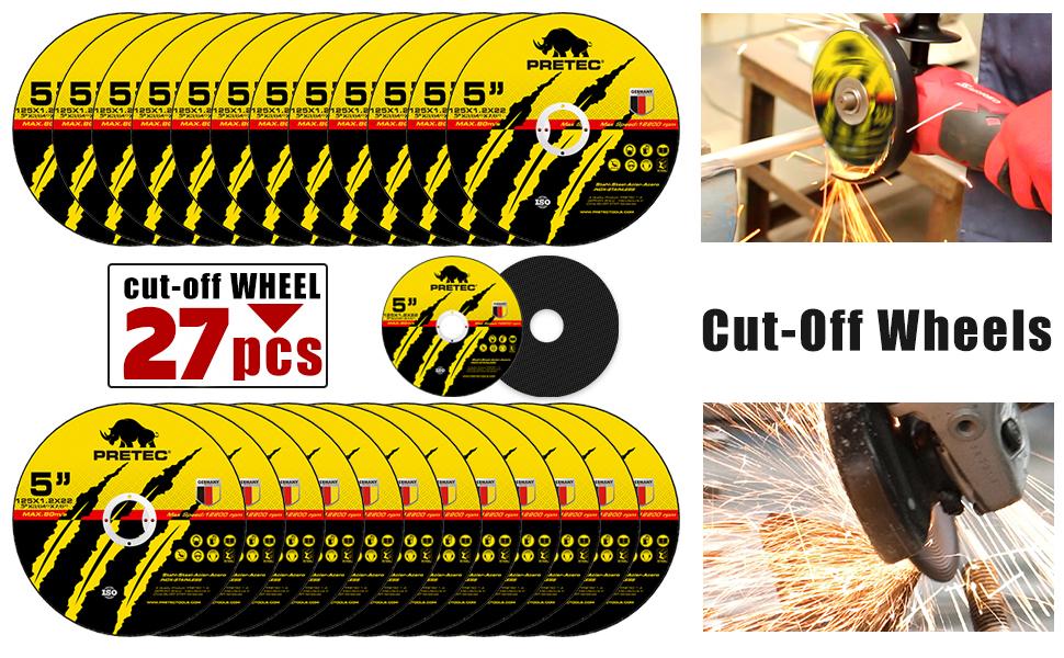 5" Cut Off Wheels for Angle Grinder, PRETEC 50+5 Pack Thin Metal & Stainless Steel Cutting Discs, Fast 5” x 3/64" x 7/8" Wheels 5" Cut Off Wheels for Angle Grinder, PRETEC 50+5 Pack Thin Metal & Stainless Steel Cutting Discs, Fast 5” x 3/64" x 7/8" Wheels