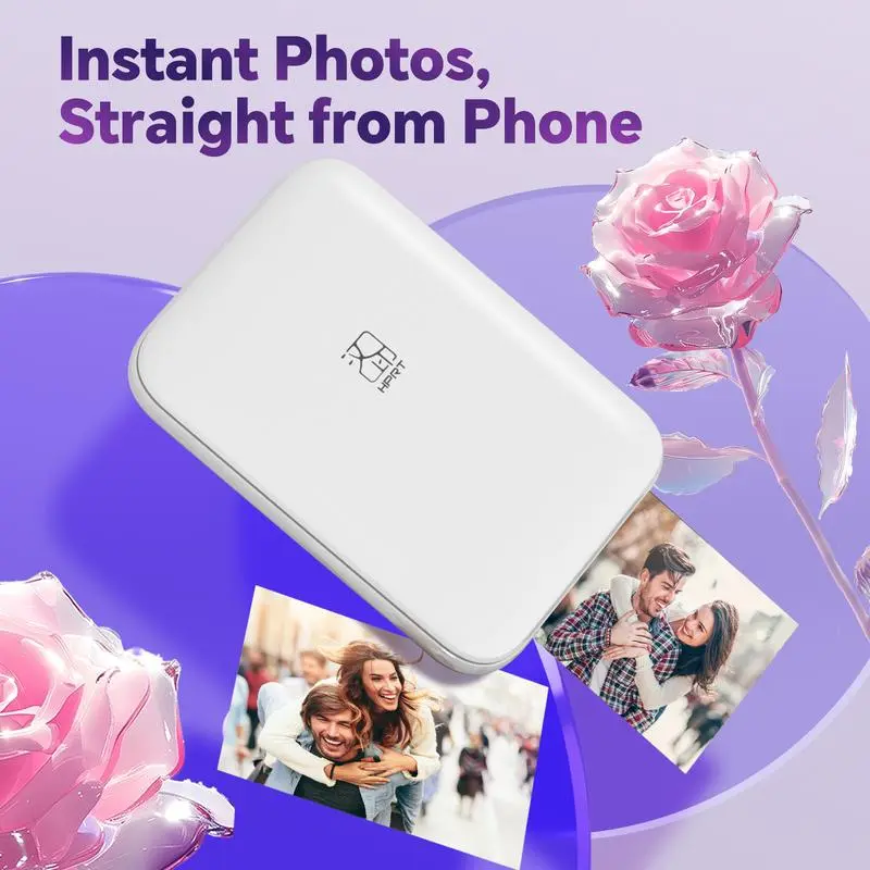 HPRT Wireless Portable Color Photo Printer for Smartphones - Pocket-Size, Lightweight, Affordable, Zink 2x3 in Peel-Back Prints, Bluetooth, iOS/Android Compatible, Stickers, Collages, Moisture-Resistant, Ripping-Resistant (Ideal for Influencers)