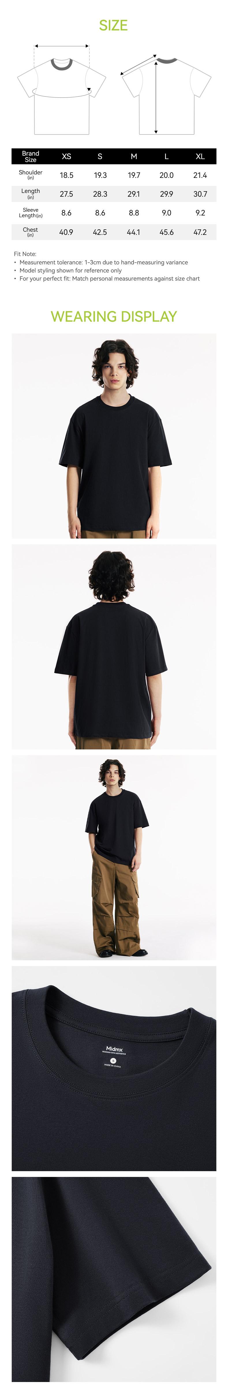 MIDMX Heavyweight Tshirt 230G 100% Cotton Solid Color Unisex Loose Fit Fade Proof Versatile Everyday Wear Men's Basic Tee Vintage Plant Dyed Menswear Black Friday deals Christmas Gift