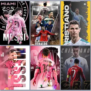 Twin Stars Shine Canvas Poster Series Featuring Football Legends Cristiano Ronaldo and Lionel Messi  High-Resolution Print  Living Room and Bedroom Wall Decor  A Must-Have for Football Fans  Miami Elements  Multiple Designs with Ric