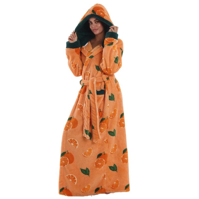 Msrlassn Valentine's Day Gift Cozy Soft Bathrobe Flannel Lined Hooded Robe for Women Men, Thickened Long Sleeve Pyjamas Cute Print Home Loungewear Sleepwear