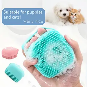 2 PCS Silicone Pet Bath Brush with Shampoo Dispenser - Soft Dog Scrubber for Grooming & Massage - Gentle Pet Washing Tool for Dogs & Cats