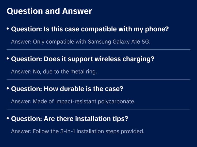 Sansumg Galaxy A16-5G Phone Case: Galaxy A16 5G Screen Protector [2 Packs] with Camera Cover, Military-Grade Heavy Duty Protection Cell Android Basic Funda para Samsung Galaxy A 16 5G Phone, Black