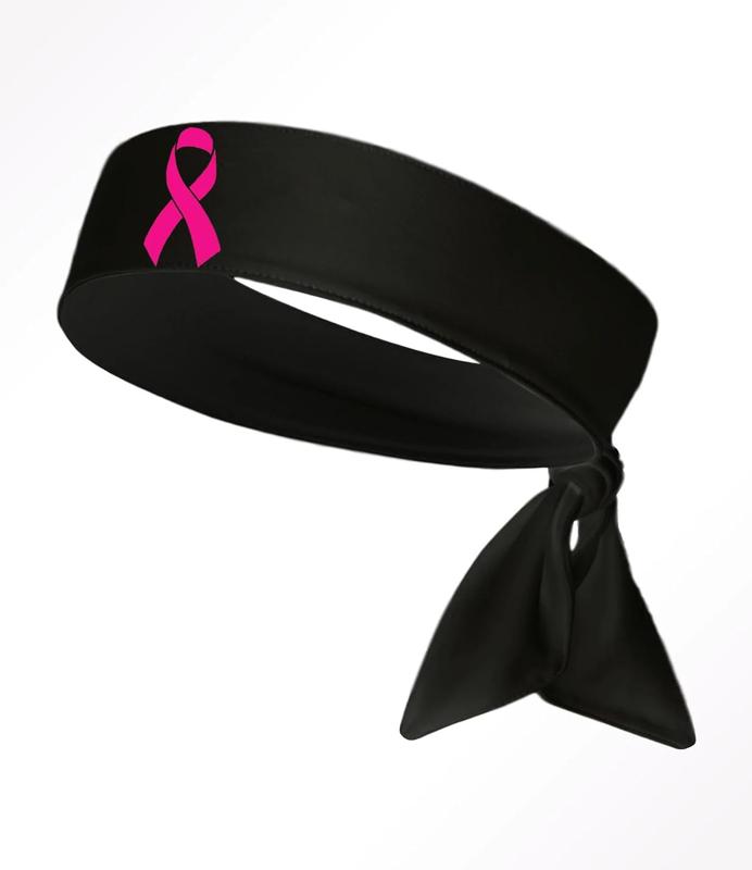 Breast Cancer Ribbons Unisex Head Tie Headband Black White Hot Pink Light Pink Athletic Sports Youth Kids Girls Boys Women's Men's Football Basketball Cheer Baseball Softball Lax Lacrosse Soccer Weight Lifting Running Track Sweat Band Head Band Bulk Team