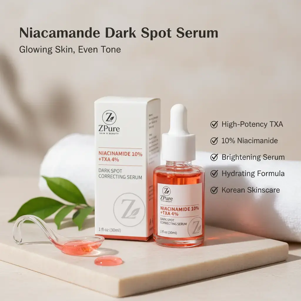 Z ZPURE SKIN & BEAUTY 10% Niacinamide + TXA Brightening Facial Serum, Hydrating Amide Essence for Uneven Tone & Post-Spot Care, Korean Skincare, Amide Serums & Essences, Uneven Skin Tone, Correcting Serum, Dark Spot Correcting, Even Out Skin Tone & Textur