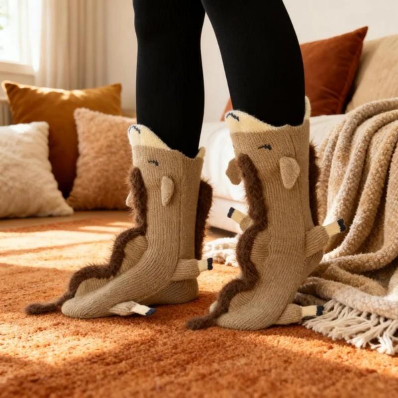 Fun Knit Animal Socks - Winter Warm Floor Socks Creative Gift for Friends Unisex Socks Christmas Holiday Gift Womenswear Bridal Ultra Soft Cotton Blend
