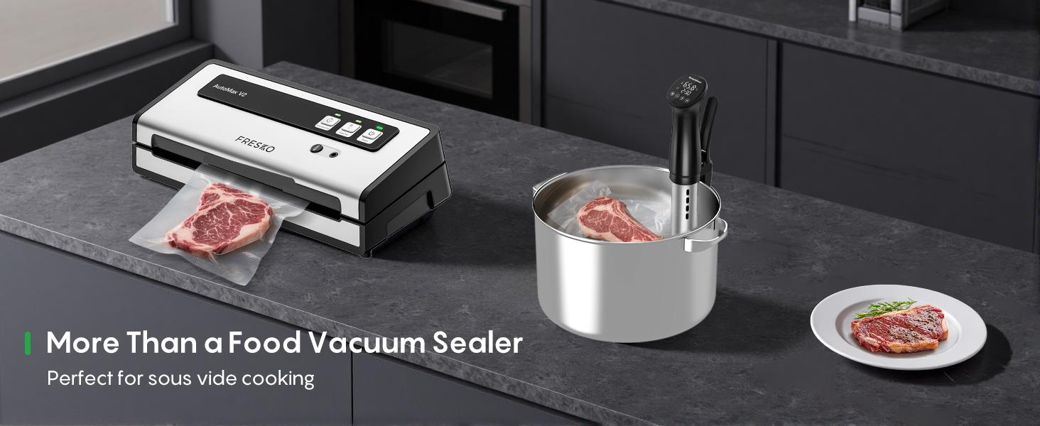 FRESKO AutoMax V2 Compact Vacuum Sealer Machine, Automatic Food Saver with Double Heat Seal, Includes Bags & Starter Kit