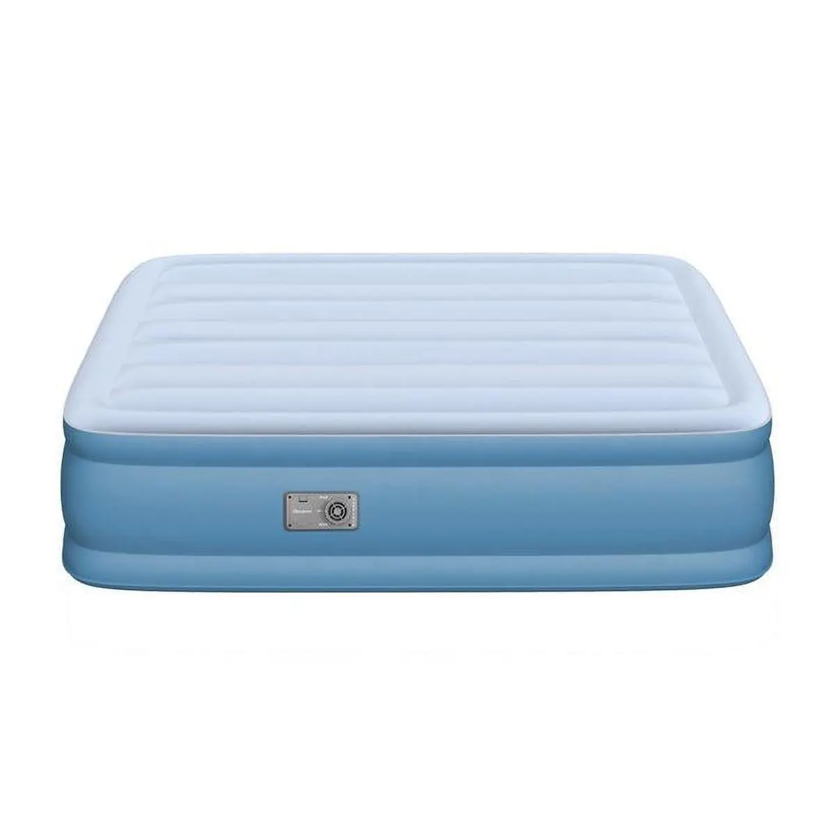 Twin Size Raised 14-in Beautyrest Sensarest Inflatable Air Bed with Sure-Lock Inset Pump, Adjustable Firmness, Built-in Edge Support, Heavy-Duty Vinyl, Vertical Beams, Guest Carry Bag, Blue, Twin Size Bed, Guest Beds