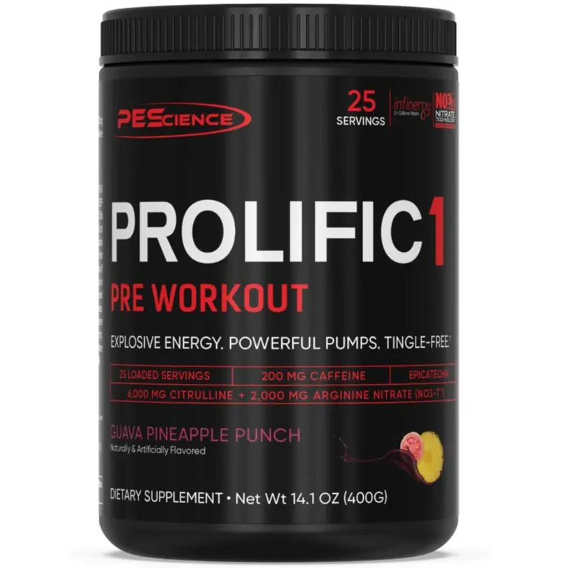 PEScience Prolific-1 Pre-Workout Powder - with 200mg Caffeine & 6000mg Citrulline - 25 Servings PEScience Prolific-1 Pre-Workout Powder - with 200mg Caffeine & 6000mg Citrulline - 25 Servings