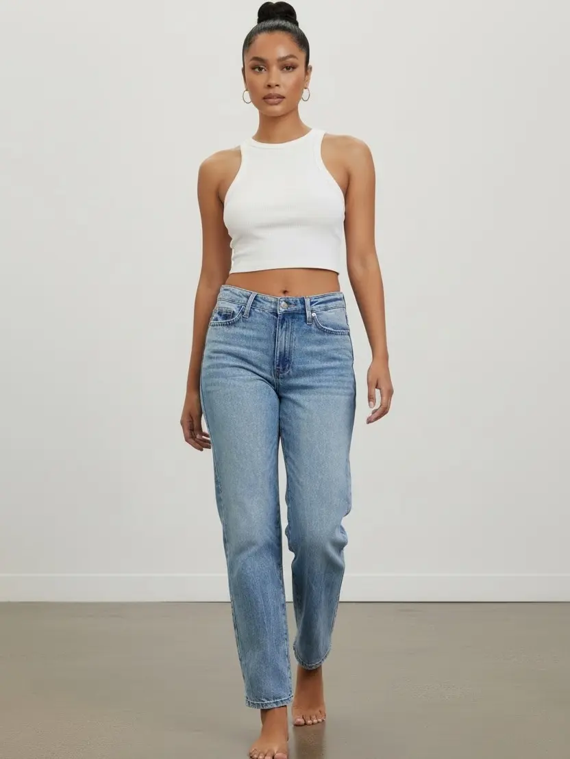 Jaime Judy Blue Rigid Magic Mid Rise Straight leg Jean