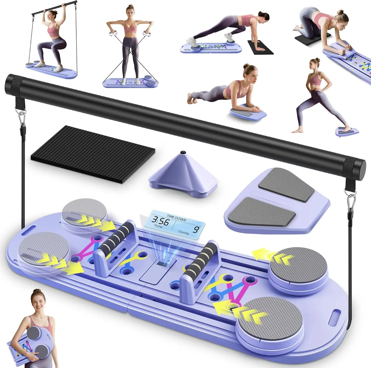 Pilates Reformer, Home Pilates Reformer Exercise Machine, Multifunctional Abdominal Board, Portable Foldable Abs Training Equipment, Women’s Pilates Core Workout Equipment summerwins tiktokshopbacktoschool