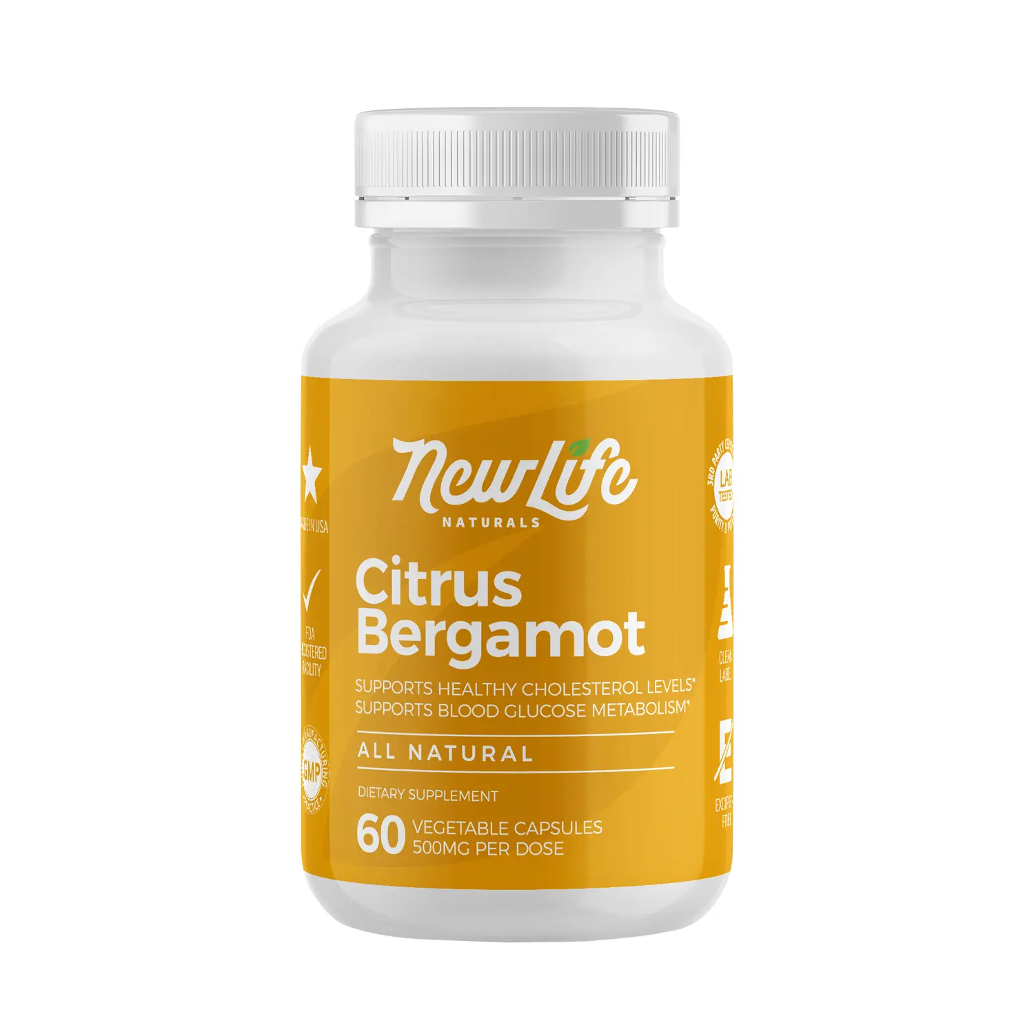 Citrus Bergamot 500mg - 60 Capsules Healthcare Vitamin Fitness Dietary