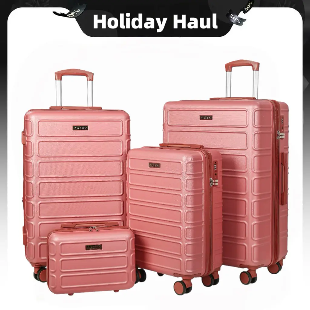 4 Piece Luggage Set, Expandable ABS Hardshell Suitcase with TSA Lock and 360° Spinner Wheels, Durable Travel Bags (13/20/26/28in) Perfect for Family Trips and Back to School