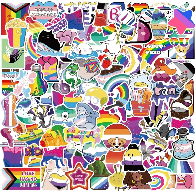 200 PCS Mixed All Kind of LGBTQ+ Stickers Bulk for Trans Bi Lesbian LGBTQ Gay Pride Stuff Accessories Celebration Parades Home Decor Party Supplies Festivals