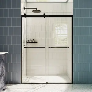 Double Sliding Shower Doors 56"-60" W x 74" H Dual Clear Glass | ExRoll