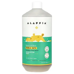 Alaffia Bubble Bath, Babies & Kids, Eucalyptus Mint, 32 fl oz (946 ml)