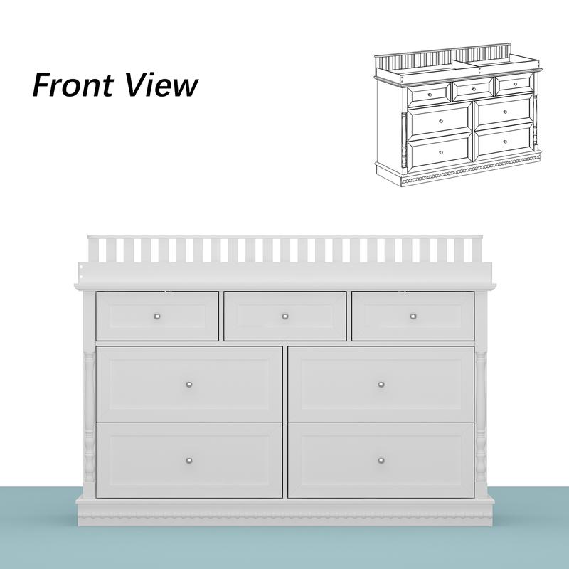 FUFU&GAGA Modern Nursery Dresser Chest with 5 Drawers, 2 Open Shelves & Guard Table Top, Wood Dresser Storage Chest of Drawers