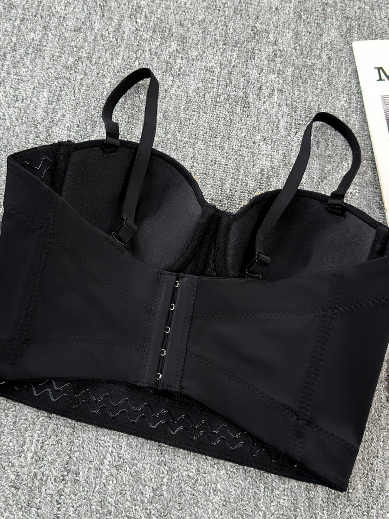 ASANDY Women’s Rhinestone Fringe Bustier Crop Top, Sweetheart Neck Spaghetti Strap Beaded Party Top for Club Nights & Date Nights