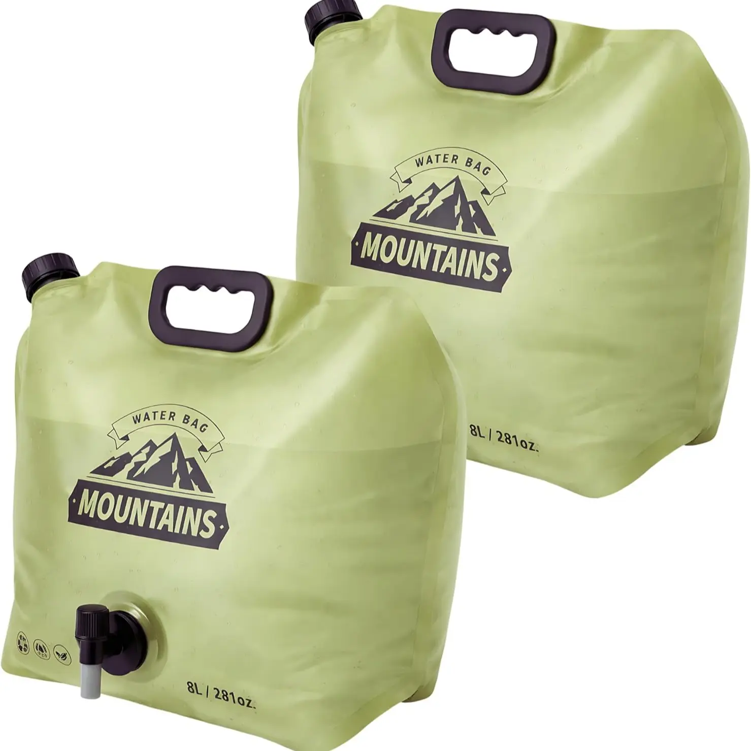 2-Pack Camping Water Containers, 2 Gallon Foldable Water Bottle with Spout, Reusable BPA-Free Plastic, Outdoor Hiking Emergency Water Bag, Collapsible Water Container, Water Storage Bottle, Camping Accessories