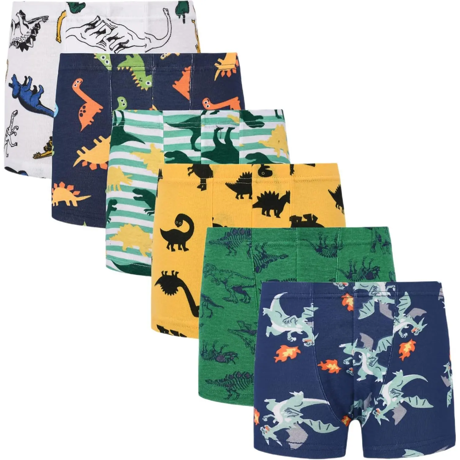 Boys' Underwear, 6 Pack Dinosaur Boxer Briefs in Soft Combed Cotton, Snug Fit with Elastic Waistband for Toddlers & Kids Ages 3-12, Medium Stretch, All Seasons, 4 - 5 Years, Car, Graphic