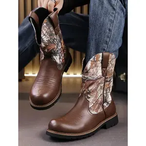 Men's Fashionable Colorblock Cowboy Boots, Casual Comfortable Western Boots for Daily Wear, Fashion  Boot Shoes  for Party, Daily Clothing Decor for Men