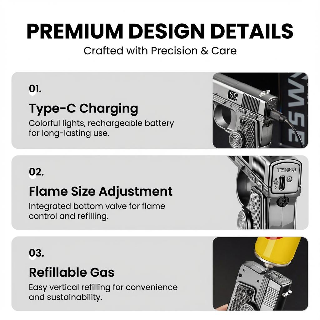 [Excludes Gas] Elegant Windproof Lighter, Multi-Functional Adjustable Flame Lighter, Durable Spinning Top Design, Home Candle Lighting & Outdoor Camping Essential, Creative Birthday Anniversary Gift