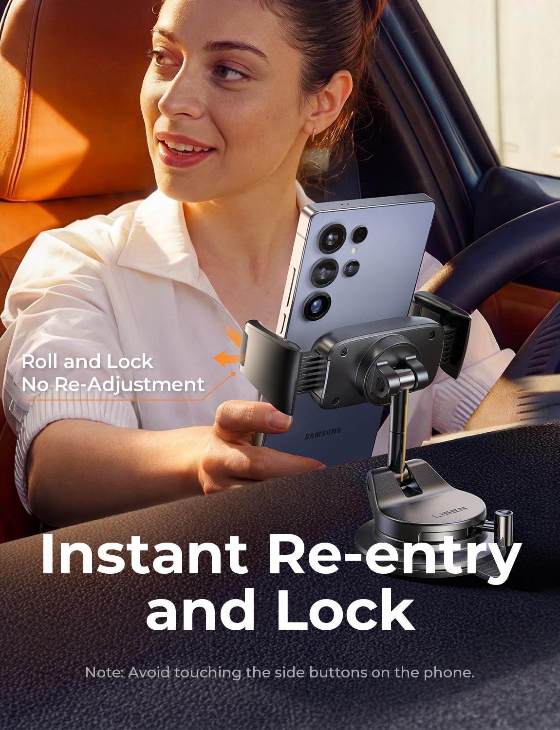 LISEN auto-adjusting phone holder 360-Degree Rotating Phone Mount (upgraded clip for easy attachment and removal), Suitable For 4-7 inch Smartphones Such as iPhone, Samsung, Google, and Nokia