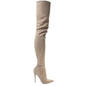 LACIA CREAM SUEDE THIGH-HIGH BOOTS