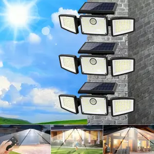 2 Packs Solar Outdoor Lights 2500LM Security 3 Heads Dimmable Spotlights 3 Modes IP65 Waterproof for Outdoor Security US