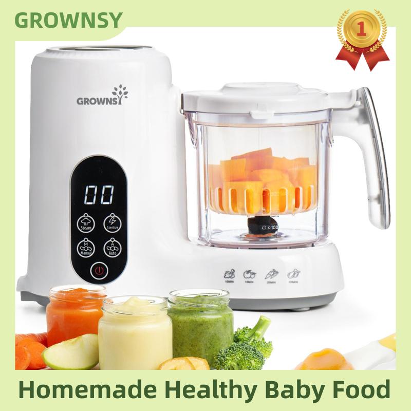 Grownsy Baby Food Maker with Steam Basket, Auto Cooking Grinding & Sterilization for Healthy Homemade Baby Food, BPA-Free