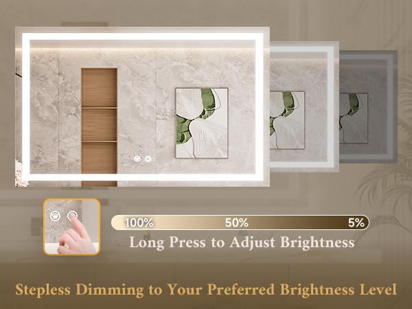 TETOTE LED Bathroom Mirror with Front & Back Lights, Stepless Dimming, 3 Light Colors, Anti-Fog & Smart Memory, Shatterproof Tempered Glass, Plug-in/Hardwired