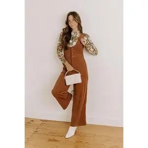 Falling For You Corduroy Jumpsuit in Mocha