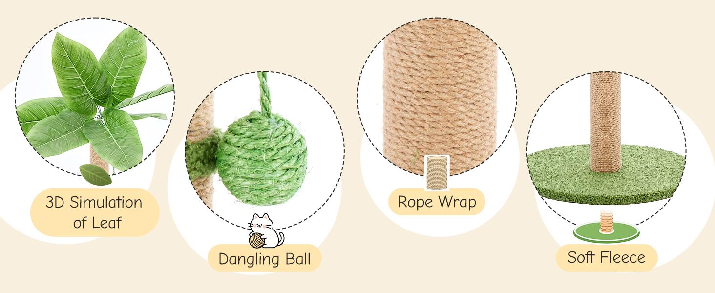 33" Cat Scratcher Tall Scratching Posts with Dangling Ball for Indoor Cats, Green 33" Cat Scratcher Tall Scratching Posts with Dangling Ball for Indoor Cats, Green