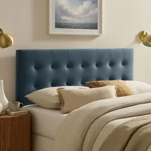 Emily Stain-Resistant Performance Velvet King Size Headboard in Cadet Blue