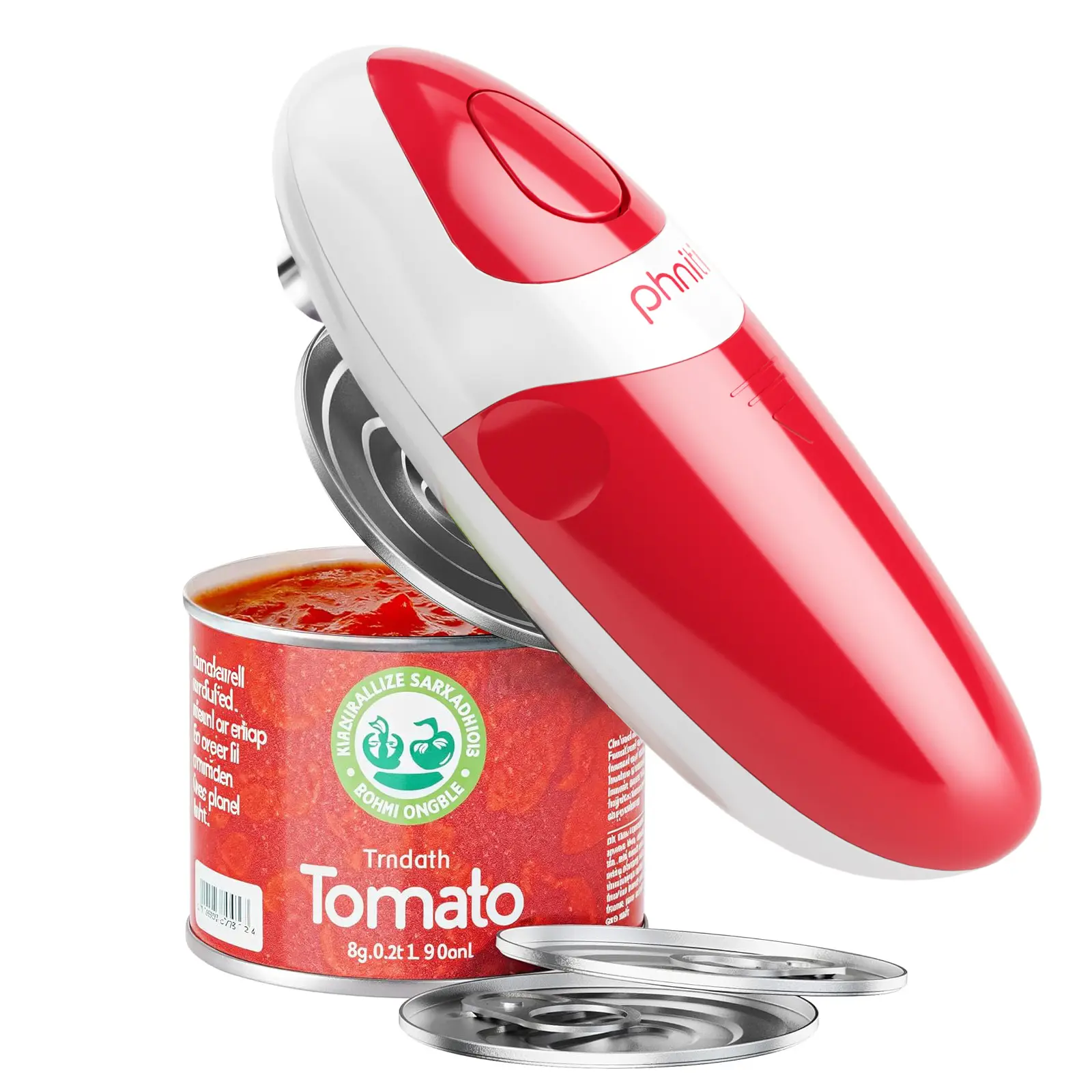 【Summervibes】Automatic Electric Can Opener with Automatic Operation, 1-Touch Handheld Battery-Powered Design, Smooth Edge, Safe Kitchen Tool for Home Use (Red) - Household Kitchen Specialty Appliance
