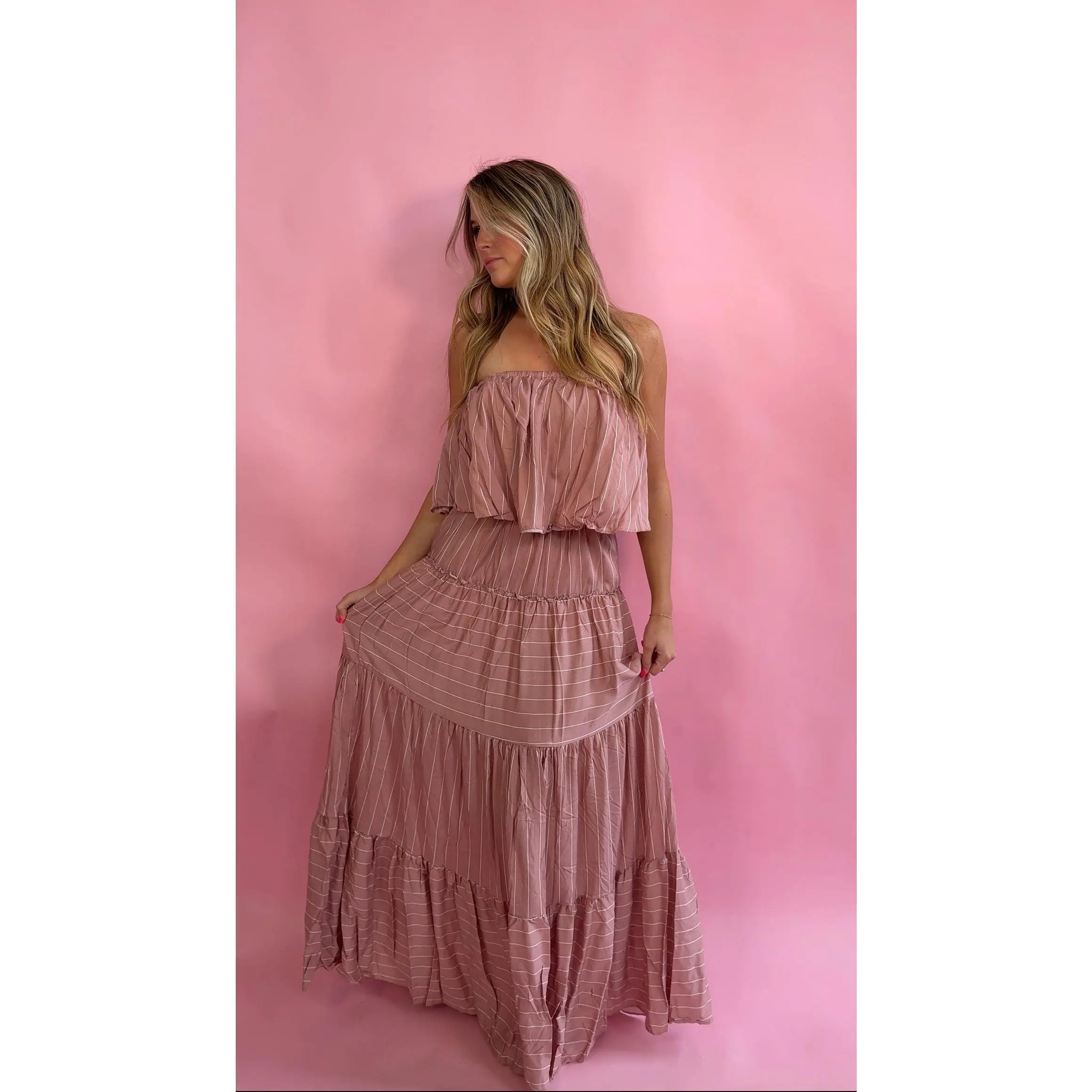 maxi dress with corset LUCIENNE Pleated Sequin Hourglass Corset Maxi Dress In Brown