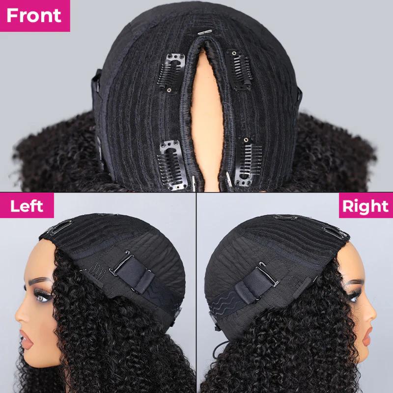 ISEE HAIR 180% Density Burmese Curly V Part Sew In Wig InvisiFit Strap Flip Over Wig for Beginners #TikTokShopHolidayHaul