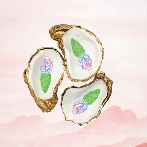 Pink Easter Chinoiserie Pot Oyster Shell Ring Dish