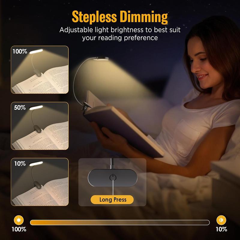 Clip-On 3-Color Temperature LED Reading Light! Flexible Gooseneck, Student Dorm & Bedside Lamp, Eye-Care Night Light