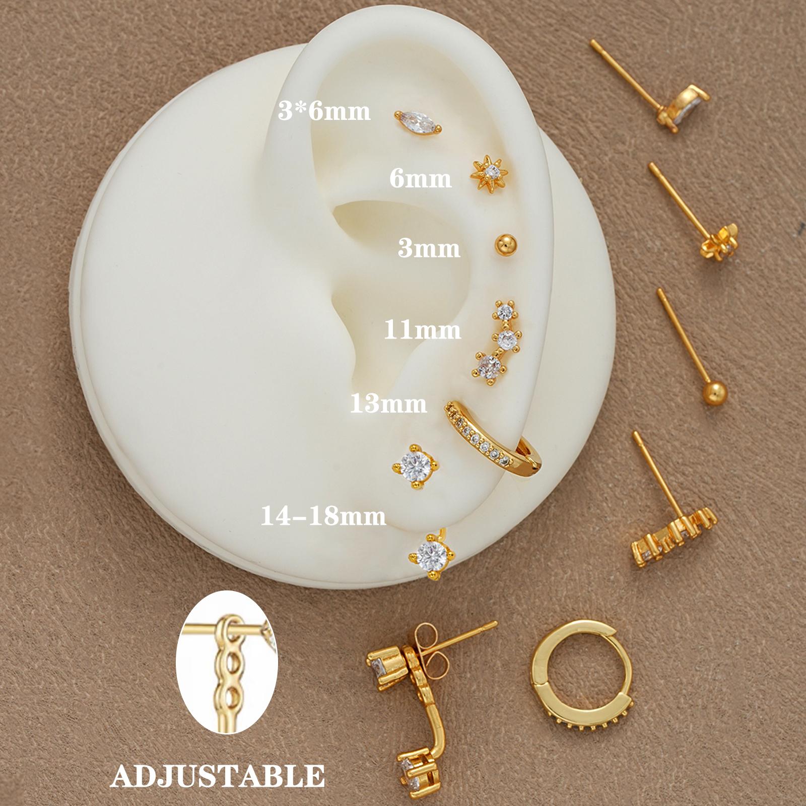 17KM 8pcs Small Gold Hoop Earrings for Women, 14K Gold Plated, Lightweight, Hypoallergenic Huggie Hoops for Multiple Piercing