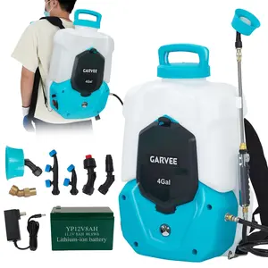 Garvee 4 Gallons Battery Powered Backpack Sprayer, 12V 8Ah Electric Sprayer with 6 Nozzles & 2 Wands, 4-6 Hour Runtime, 90PSI Adjustable Pressure, Trigger Lock, Yard Sprayers for Lawn and Garden