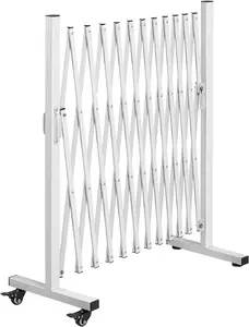 Aluminum Expandable Garden Fence, Portable Barricade Gate with Casters, Expansion Size 201*15.2*40.6 inches, Adjustable Flexible Fence Mobile Barricade Safety Barrier