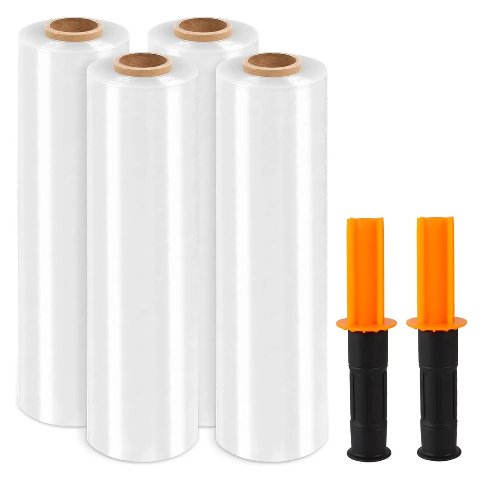 Industrial Strength Stretch Film Roll Pack, 15in x1000 ft 60 Gauge with Convenience Handles, Pallet Wraps for Load Securement, Moving Wrapping Plastic