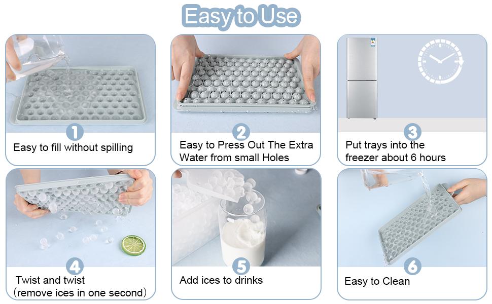 WIBIMEN 4 Pack Mini Ice Cube Trays – Easy Release Small Ice Trays for Drinks, Coffee & Juice (104x4 PCS) with Ice Bin & Scoop Food Containers