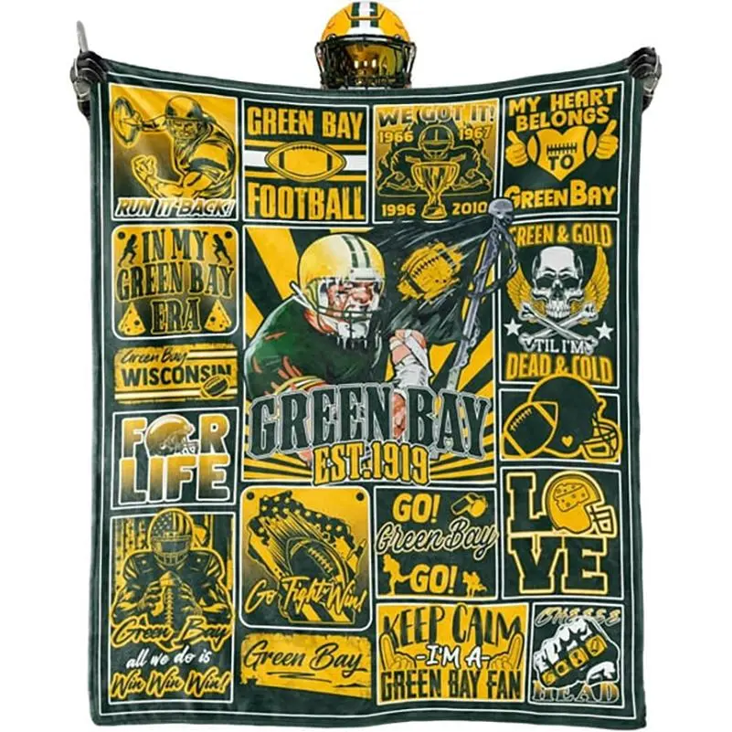 Green Bay Football Blanket Fan Gifts for Men Women Sport Throw Blanket Football Style Merch Gear Cozy Sofa Bed