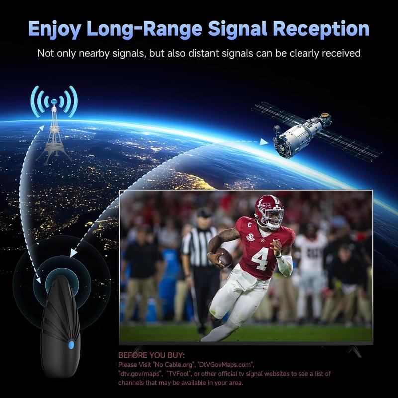 NEW Digital TV Antenna Indoor, 2026 Smart HDTV Antenna with Signal Booster for Local Channels And 3M Stick Base 360°&Long Range Reception for Local Channels, Easy Setup Antena For 4K 1080P HD VHF UHF TV Antenna
