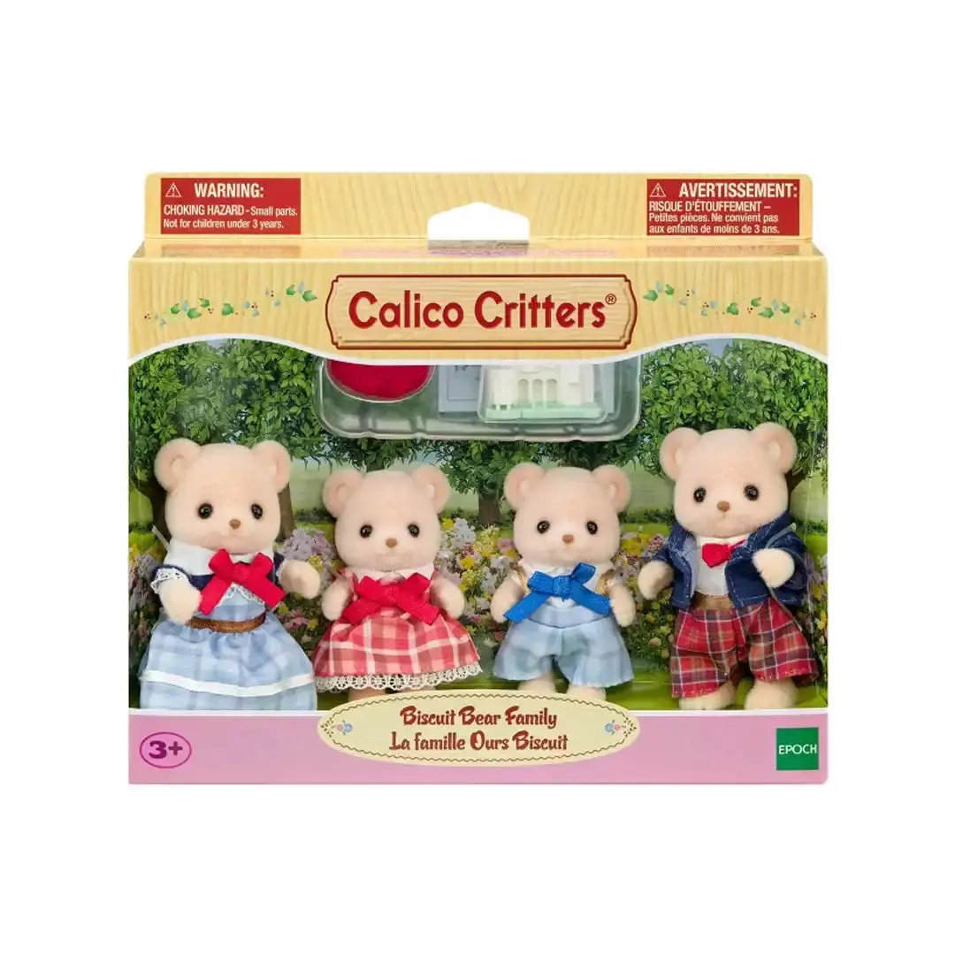 Calico Critters Biscuit Bear Complete Family Set - Imported Flocked Poseable Joints Figures, Open-Ended Play Storytelling Toy for 3-4 Years Olds, Adult 3" Tall, Baby 1.5" Tall